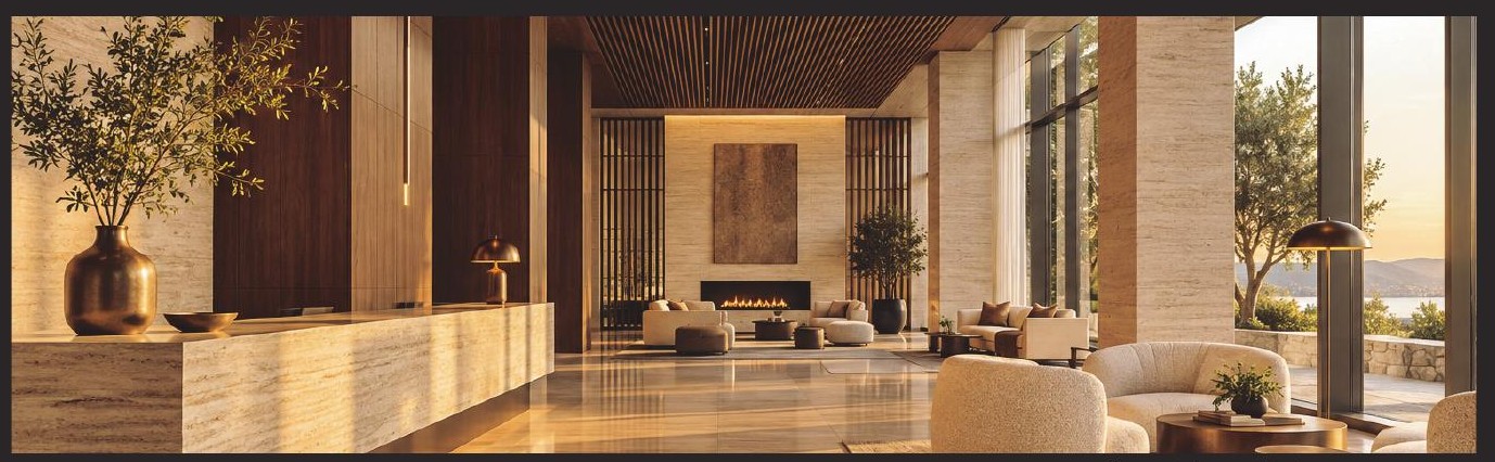 Warm contemporary hospitality interior concept by ARQELL Design Solutions